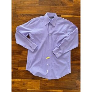 Croft & Barrow Wrinkle Resistant Classic Fit Shirt Purple Gingham 15 1/2 32/33